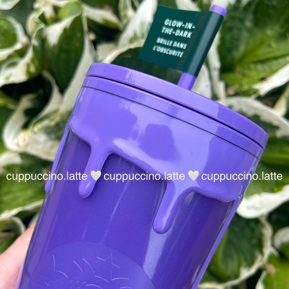 💜NWT👻Starbucks 2025 Halloween Purple Glow in the Dark Slime Drip Cup - Picture 5 of 9